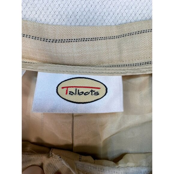 Vintage Talbots Womens Pinstripe Wool Blend Trousers Size 14 Beige Lined - Picture 2 of 15